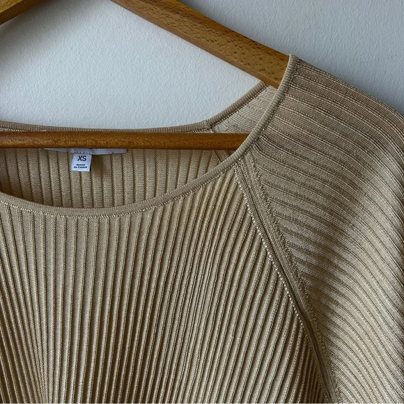 Elizabeth & James gold beige plissé top / tunic XS/S - Picture 6 of 6